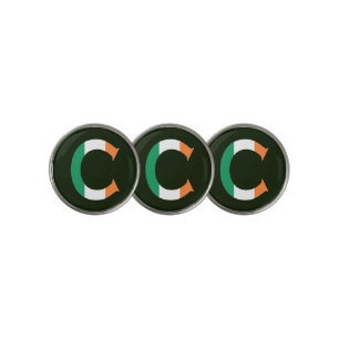 C Monogram overlaid on Irish Flag bmt Golf Ball Marker