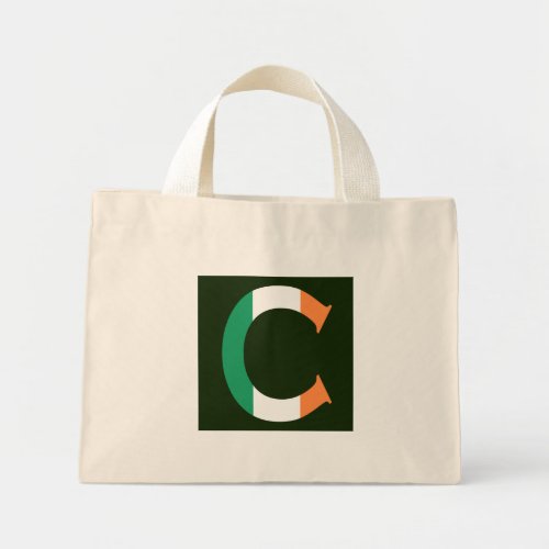 C Monogram overlaid on Irish Flag ttcnt Mini Tote Bag