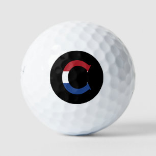 C Monogram overlaid on NLD Flag on bk be6 gbcnt Golf Balls