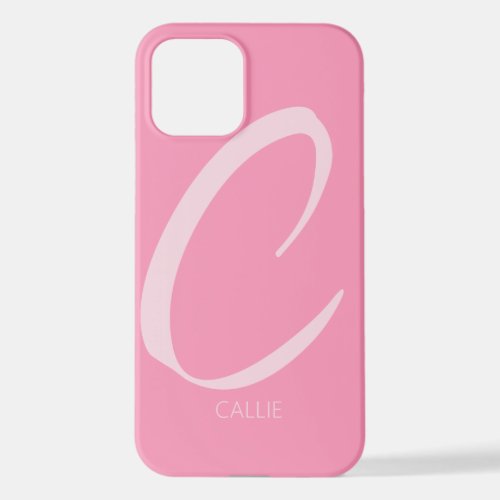 C Monogram Personalized Pink iPhone 12 Case