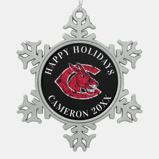 C Mules Logo Distressed Snowflake Pewter Christmas Ornament (Front)
