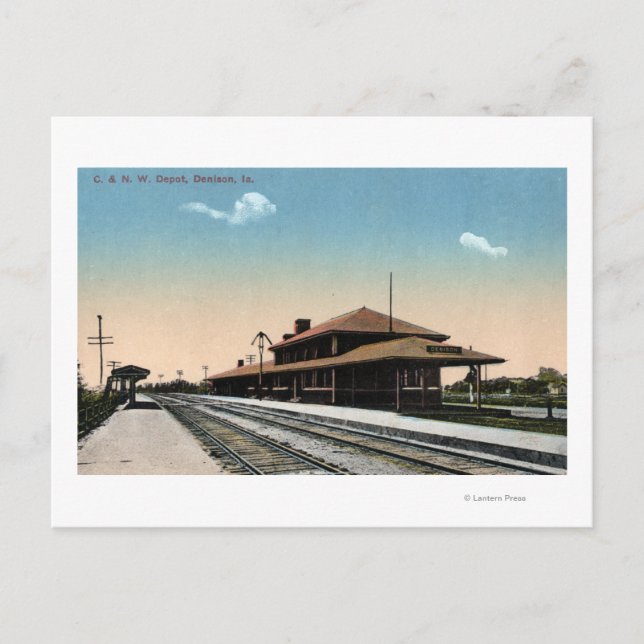 C & NW Railroad Depot Postcard (Front)
