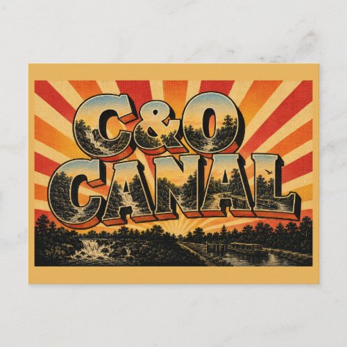 C&O Canal Maryland Waterfall Forests Towpath Art Postcard