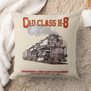 C&O Class H-8 2-6-6-6 Allegheny Steam Locomotive Throw Pillow