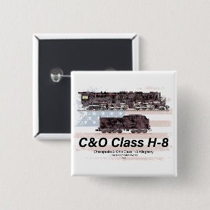 C&O Class H-8 Allegheny Locomotive - American flag Button