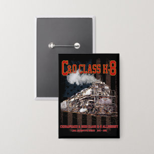 C&O Class H-8 Allegheny Locomotive - American flag Button