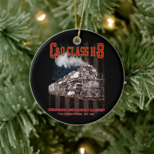 C&O Class H-8 Allegheny Locomotive - American flag Ceramic Ornament