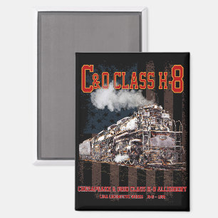 C&O Class H-8 Allegheny Locomotive - American flag Magnet