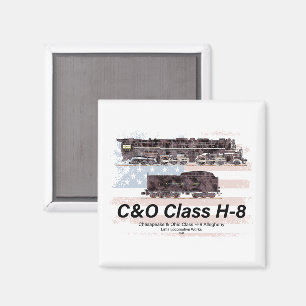 C&O Class H-8 Allegheny Locomotive - American flag Magnet