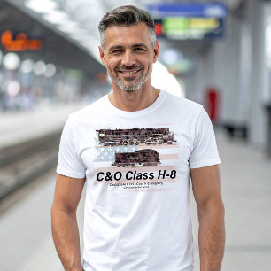 C&O Class H-8 Allegheny Locomotive - American flag T-Shirt