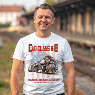 C&O Class H-8 Allegheny Locomotive - American flag T-Shirt