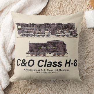 C&O Class H-8 Allegheny Steam Locomotive Profile Throw Pillow