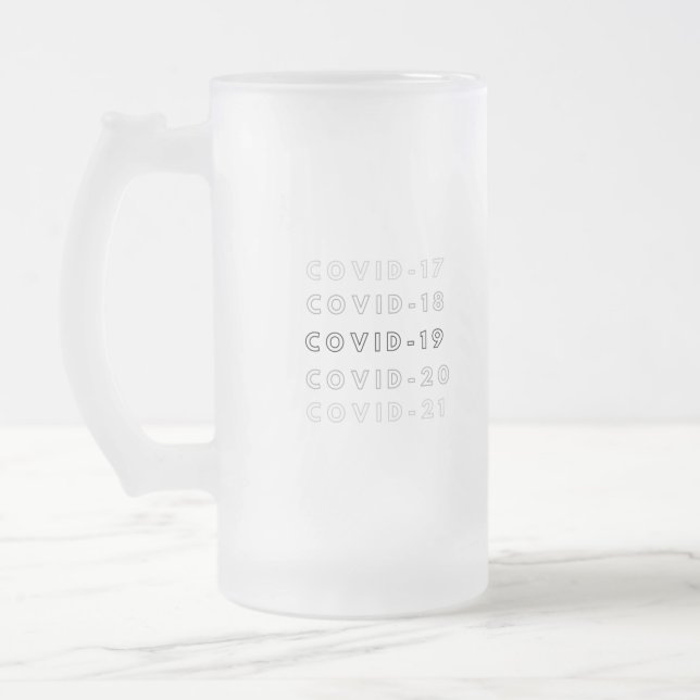 c o v i d frosted glass beer mug (Left)
