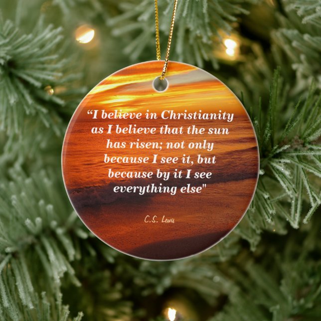 C. S. Lewis Quote On Christianity Ceramic Ornament (Tree)