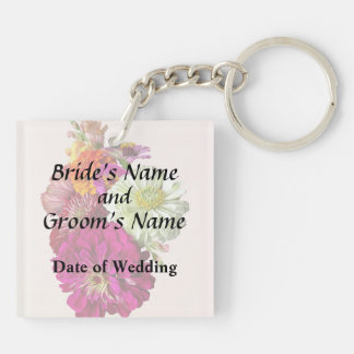 c_ZinniaMixedColorsZinnia Bouquet Mixed Wedding Pr Keychain