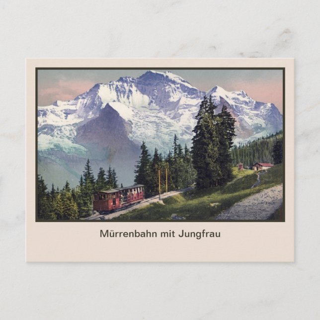 ca 1900 Jungfrau Mountain Muerren Railroad Postcard (Front)