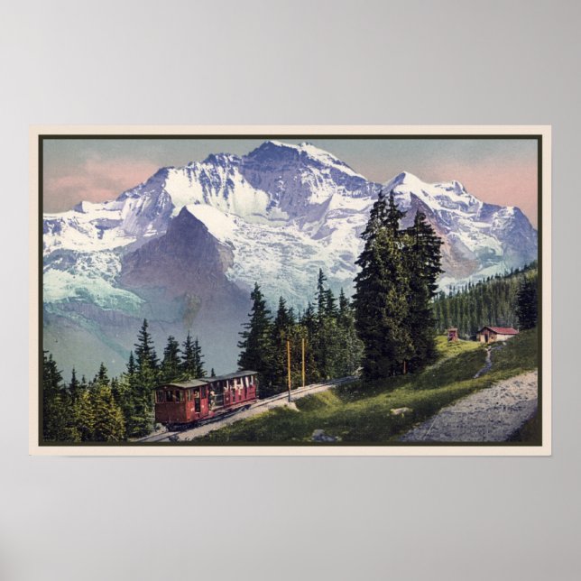 ca 1900 Jungfrau Mountain Muerren Railroad Poster (Front)
