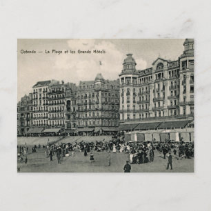 ca 1900 Ostend Beach and Grands Hotels Postcard