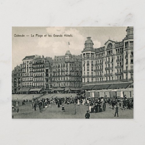  ca 1900 Ostend Beach and Grands Hotels Postcard
