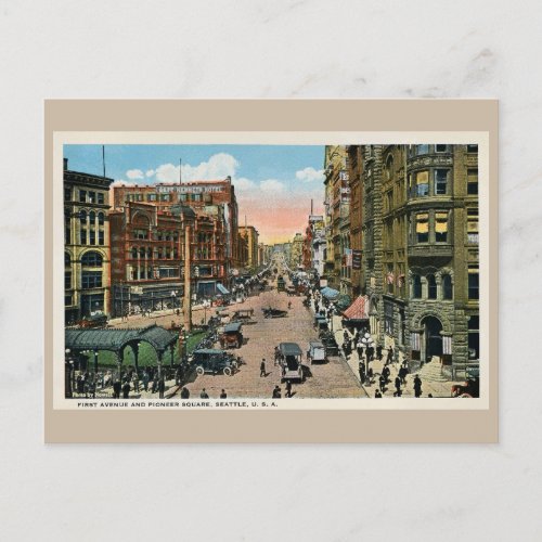 ca 1900 Seattle First Avenue and Pioneer Square Po Postcard