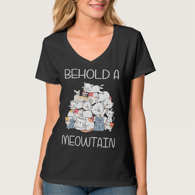 Ca Behold A Meowtain  Behold Cat Mountain T-Shirt (Front)