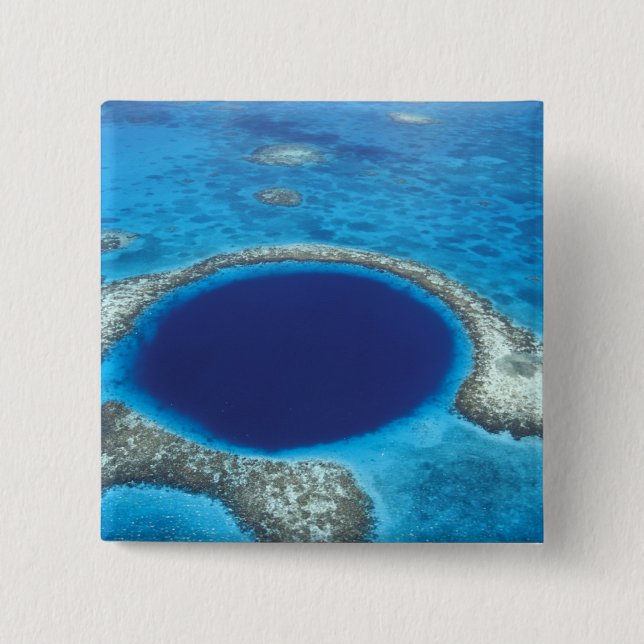 CA, Belize. Aerial view of Blue Hole (diameter Button (Front)