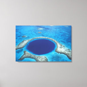 CA, Belize. Aerial view of Blue Hole (diameter Canvas Print