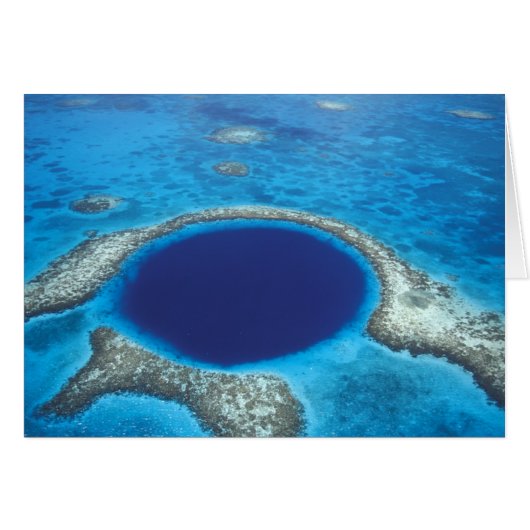 CA, Belize. Aerial view of Blue Hole (diameter Cards (Front Horizontal)