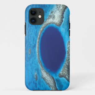 CA, Belize. Aerial view of Blue Hole (diameter iPhone 11 Case
