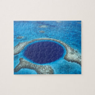 CA, Belize. Aerial view of Blue Hole (diameter Jigsaw Puzzle