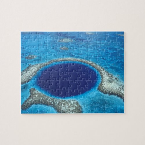 CA Belize Aerial view of Blue Hole diameter Jigsaw Puzzle