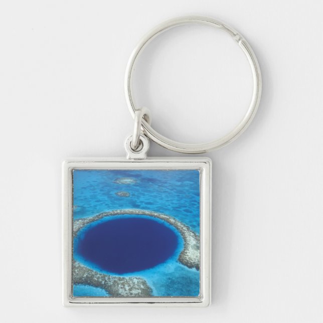 CA, Belize. Aerial view of Blue Hole (diameter Keychain (Front)
