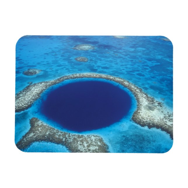 CA, Belize. Aerial view of Blue Hole (diameter Magnet (Horizontal)