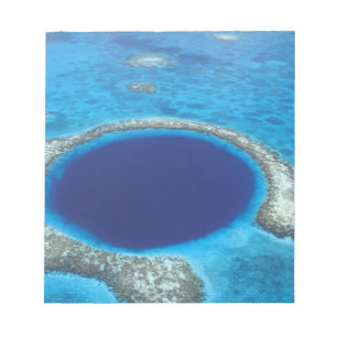 CA, Belize. Aerial view of Blue Hole (diameter Notepad