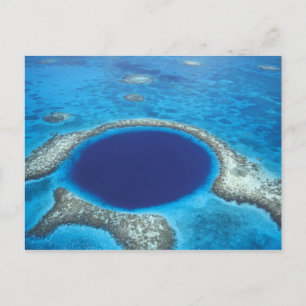 CA, Belize. Aerial view of Blue Hole (diameter Postcard