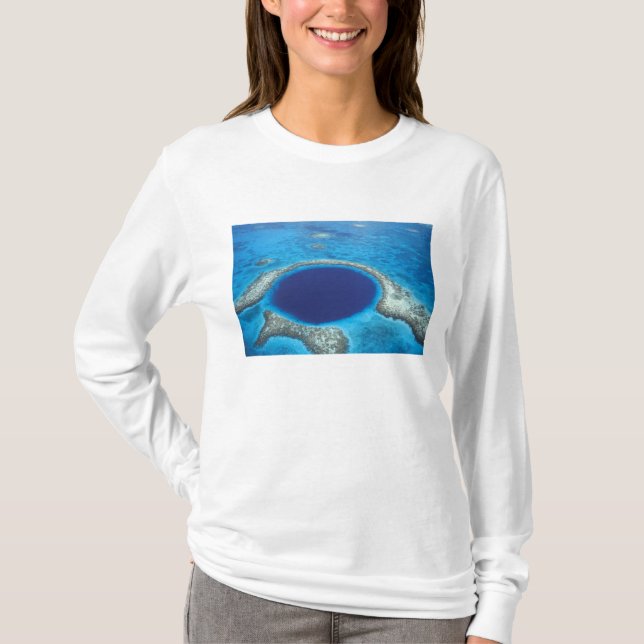 CA, Belize. Aerial view of Blue Hole (diameter T-Shirt (Front)