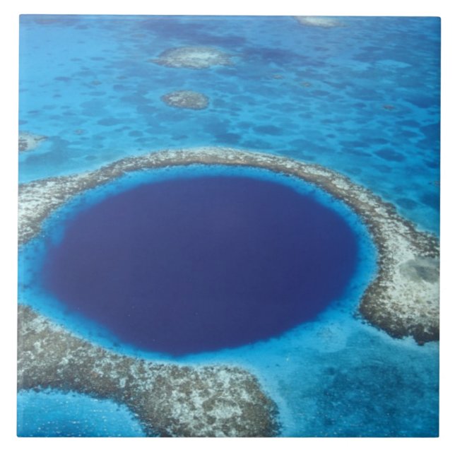 CA, Belize. Aerial view of Blue Hole (diameter Tile (Front)