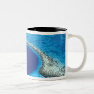 CA, Belize. Aerial view of Blue Hole (diameter Two-Tone Coffee Mug