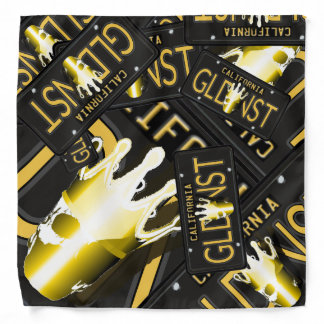CA Black License Plate, Golden State Gold Crown - Bandana