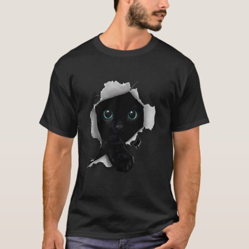 Ca Cat Black Cat Torn Kitten T_Shirt