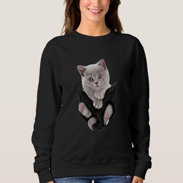 Ca  Cat T  Gray Cat In Pocke  Kitten Sweatshirt (Front)