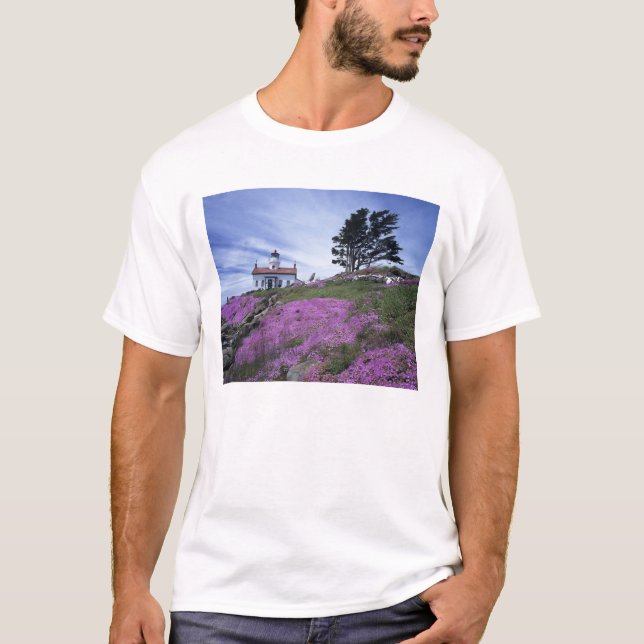 CA, Crescent City, Battery Point lighthouse with T-Shirt (Front)
