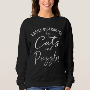 Ca Easily Distracted by Cats And Puzzles Sweatshirt