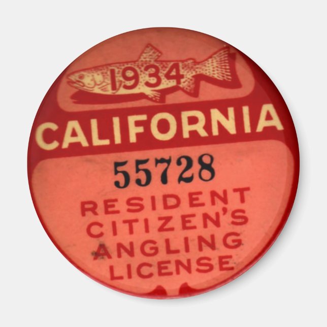 CA Fishing Lic 1934 Magnet (Front)