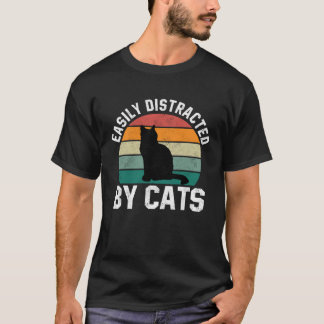 Ca For Women Easily Distracted By Cats Graphic Cat T-Shirt