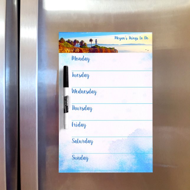 CA lighthouse photo custom name weekly planner Dry Erase Board (Creator Uploaded)