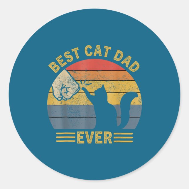 Ca Men Cat Dad Ever Funny Cat Lover Gift  Classic Round Sticker (Front)