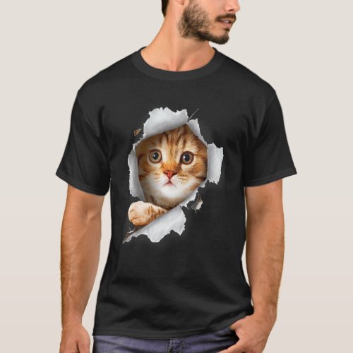 Ca Orange Cat Cat Torn Cloth Kitten T_Shirt