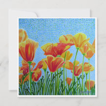 CA Poppy Watercolor Flat Notecard