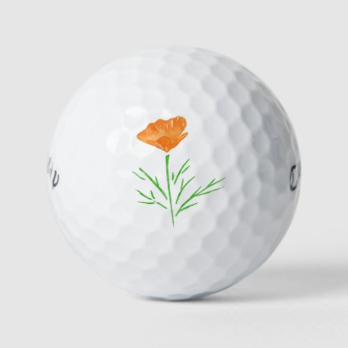 CA Watercolor Poppy Golf Balls